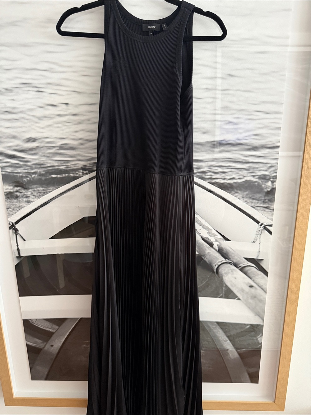 Theory Sleeveless Crew Pleated Dress